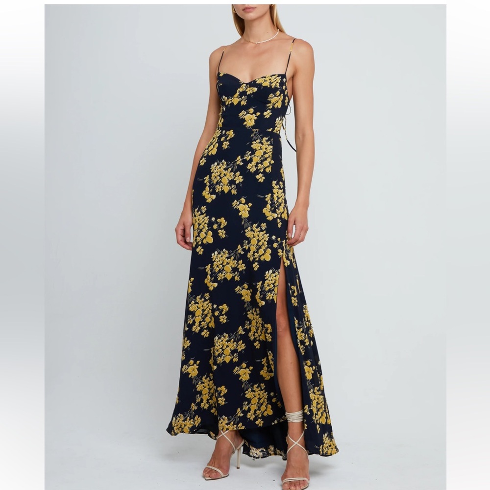 OPT Delphi Yellow Floral Print Maxi Dress